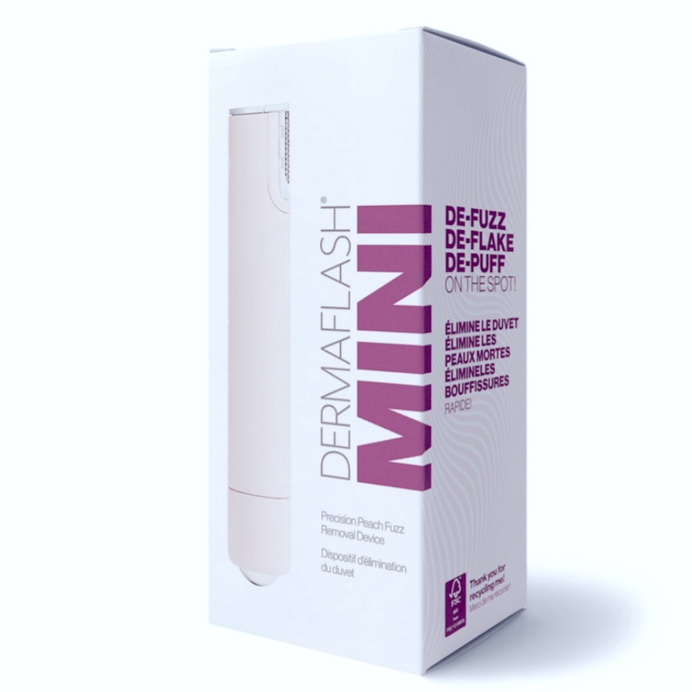 DERMAFLASH MINI Precision Peach-Fuzz Removal Device & 2 refill edge blades